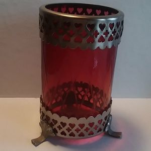 Pretty Glass And Metal Candle Holder